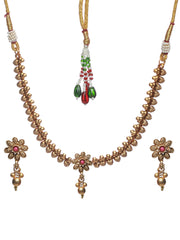 Priyaasi Traditional Red Flower Gold Plated Jewellery Set