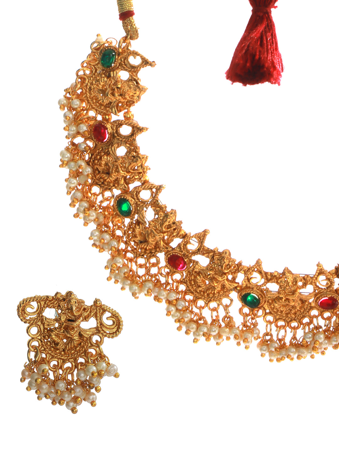 Priyaasi Lord Ganesha Multicolor Gold Plated Jewellery Set