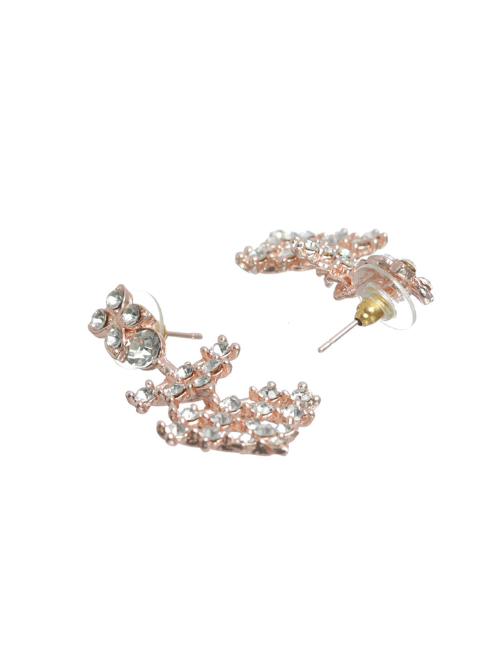 Priyaasi Floral American Diamond Rose Gold Plated Jewellery Set