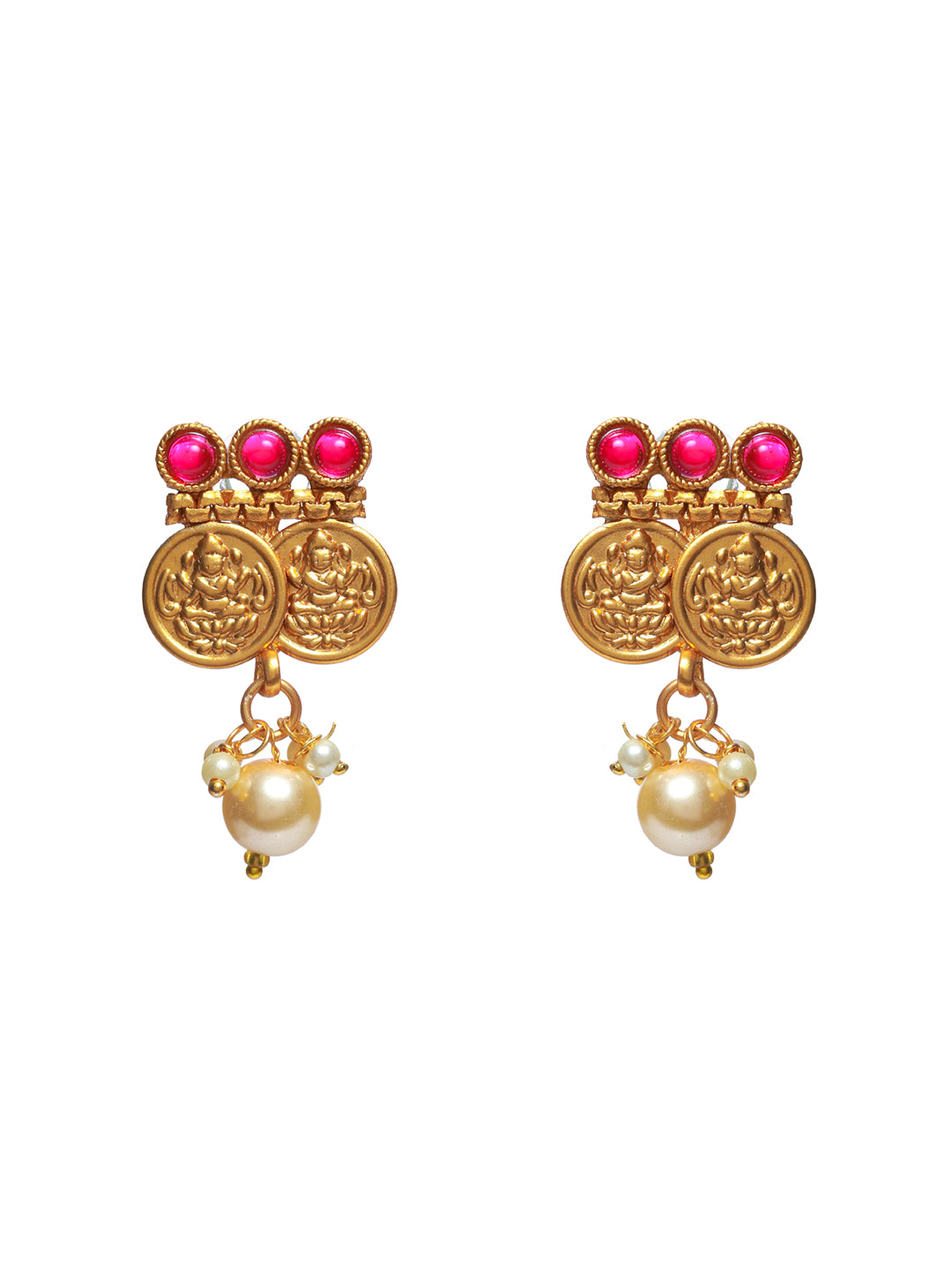 Priyaasi Studded Goddess Laxmi Gold Plated Jewellery Set