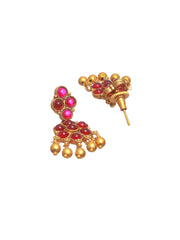 Priyaasi Pink Stone Studded Dual-Layered Gold Plated Jewellery Set