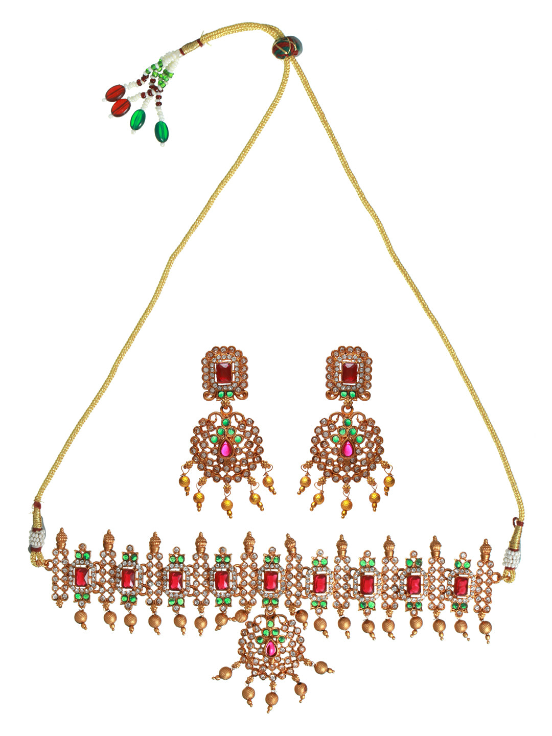 Priyaasi Traditional Multicolor Gold Plated Choker Jewellery Set