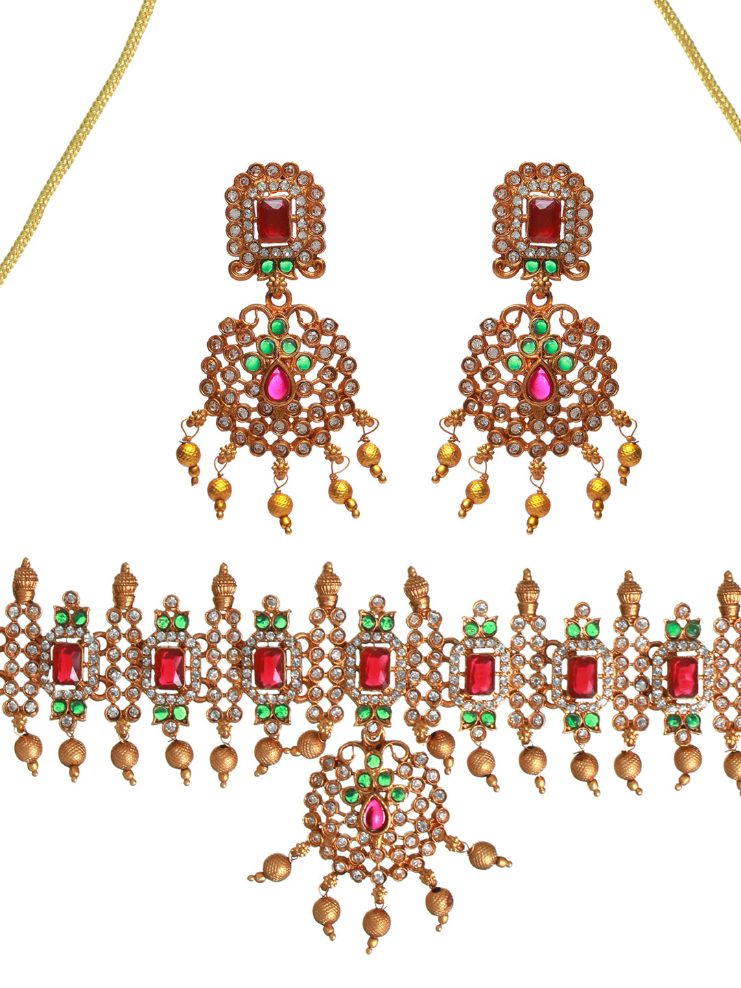 Priyaasi Traditional Multicolor Gold Plated Choker Jewellery Set