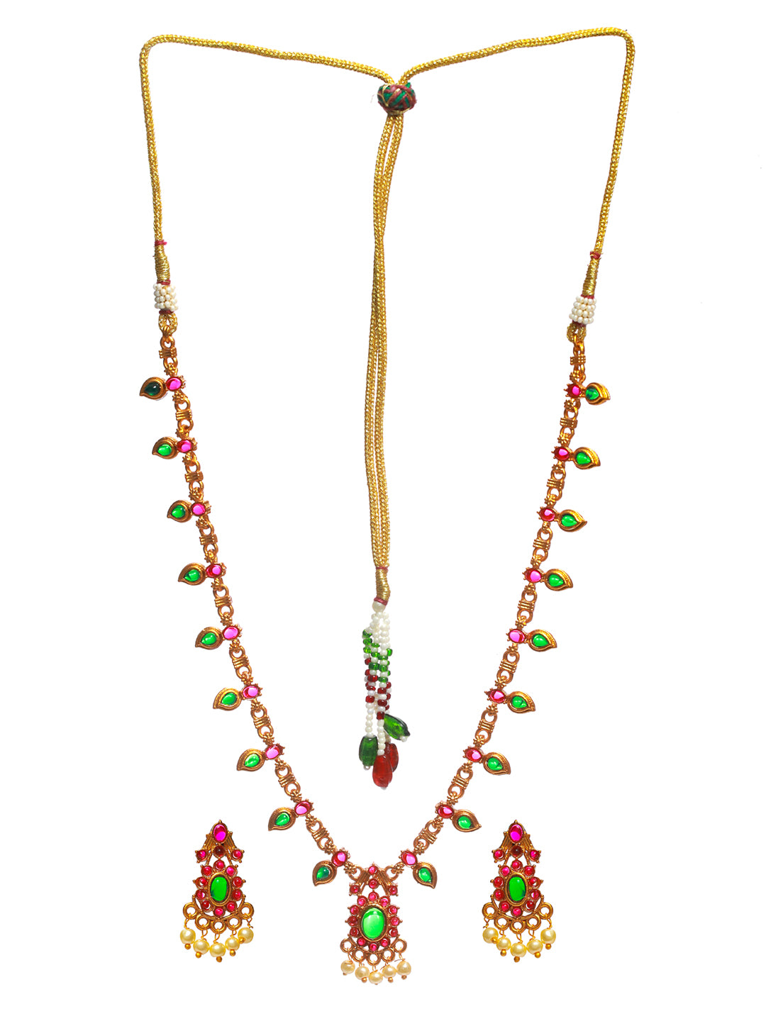Priyaasi Floral Multicolor Studded Gold Plated Jewellery Set