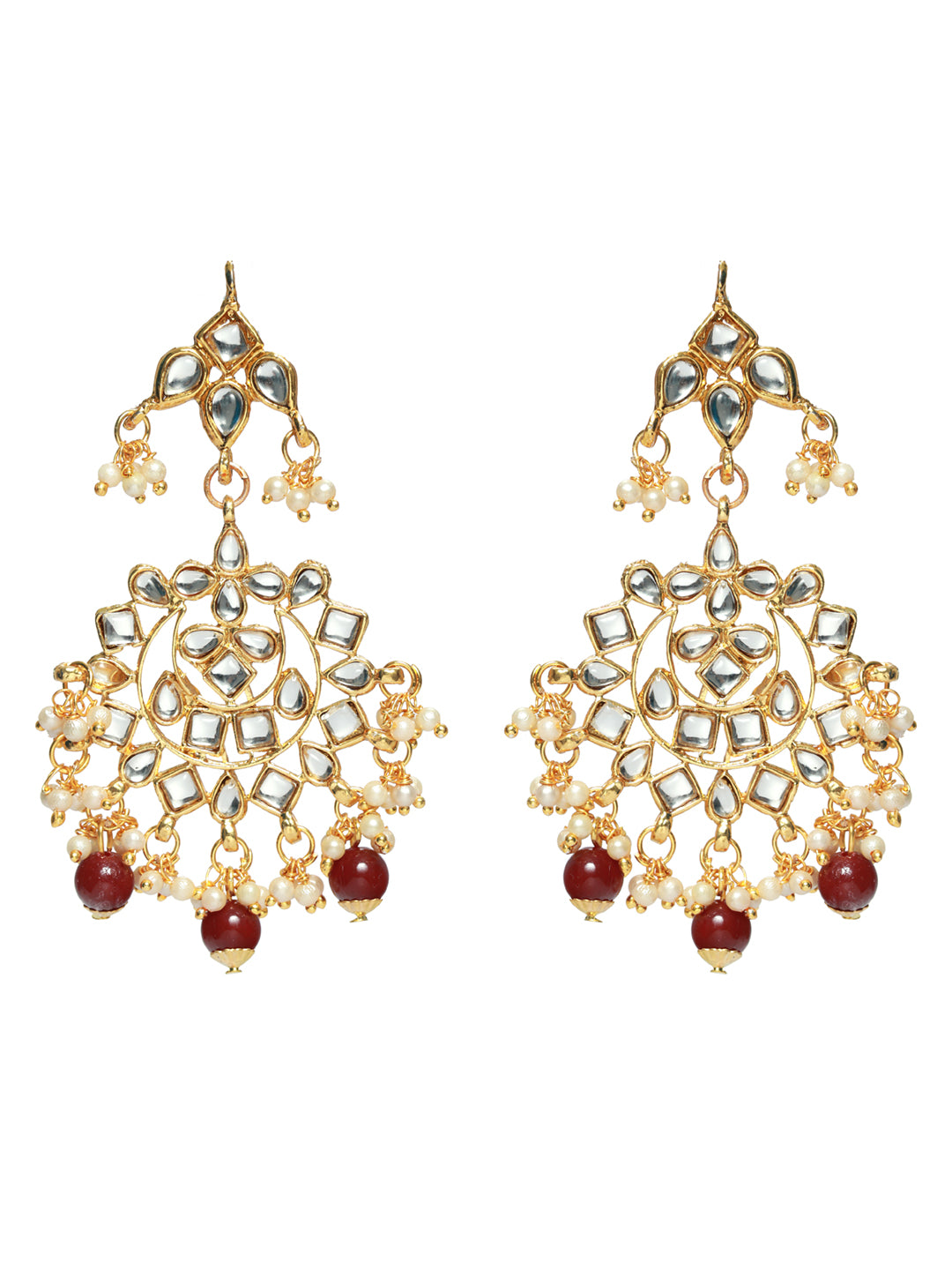 Priyaasi Maroon Floral Gold Plated Choker Jewellery Set with Maangtikka