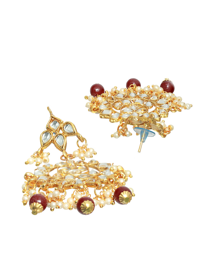 Priyaasi Maroon Floral Gold Plated Choker Jewellery Set with Maangtikka