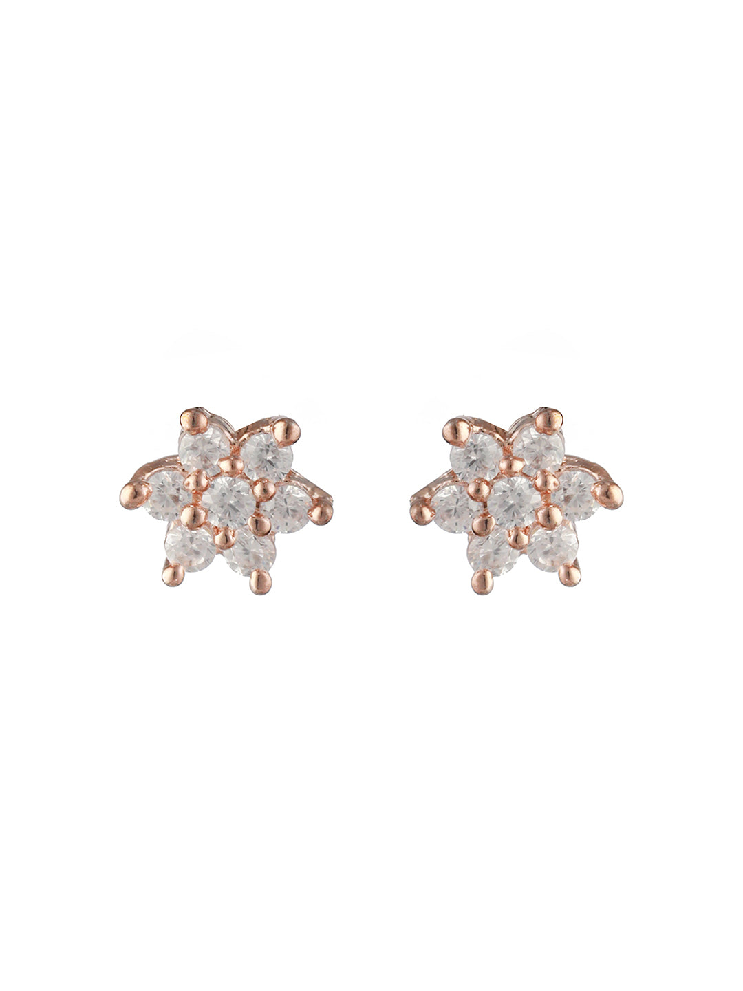 Floral American Diamond Rose Gold-Plated Jewellery Set