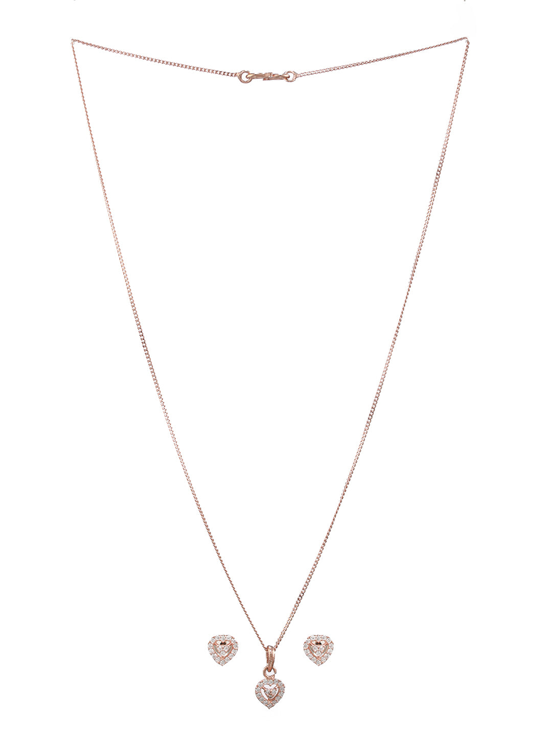 Heart American Diamond Rose Gold-Plated Jewellery Set