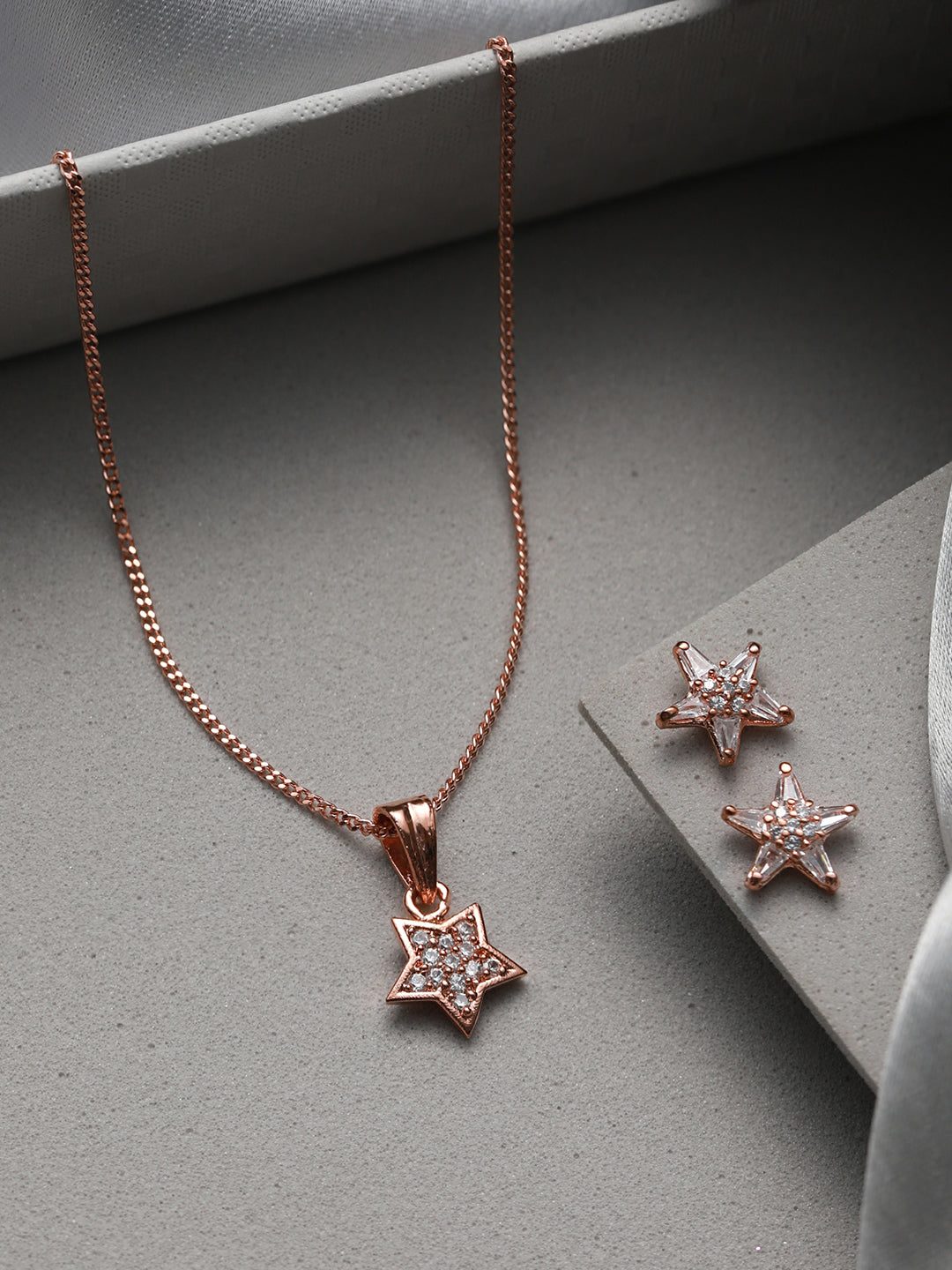 Star American Diamond Rose Gold-Plated Jewellery Set