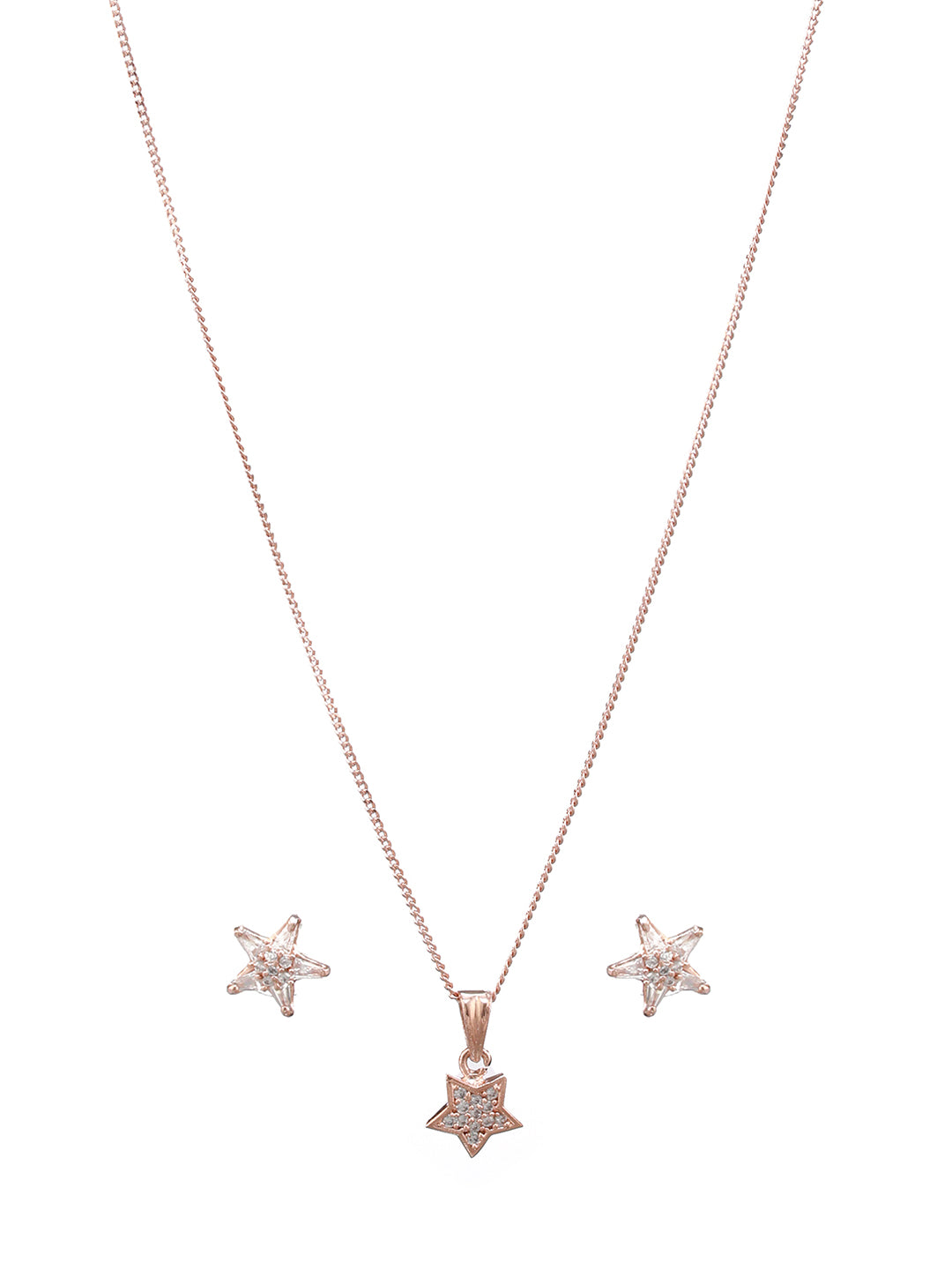Star American Diamond Rose Gold-Plated Jewellery Set