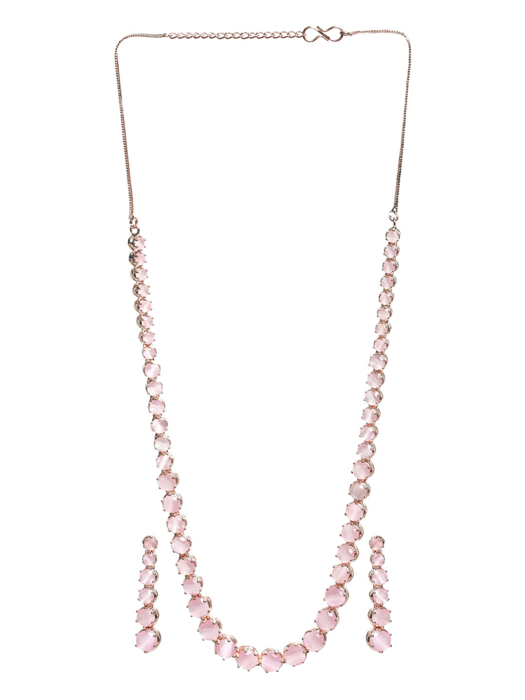 Priyaasi Pink Solitaire Silver Plated Jewellery Set