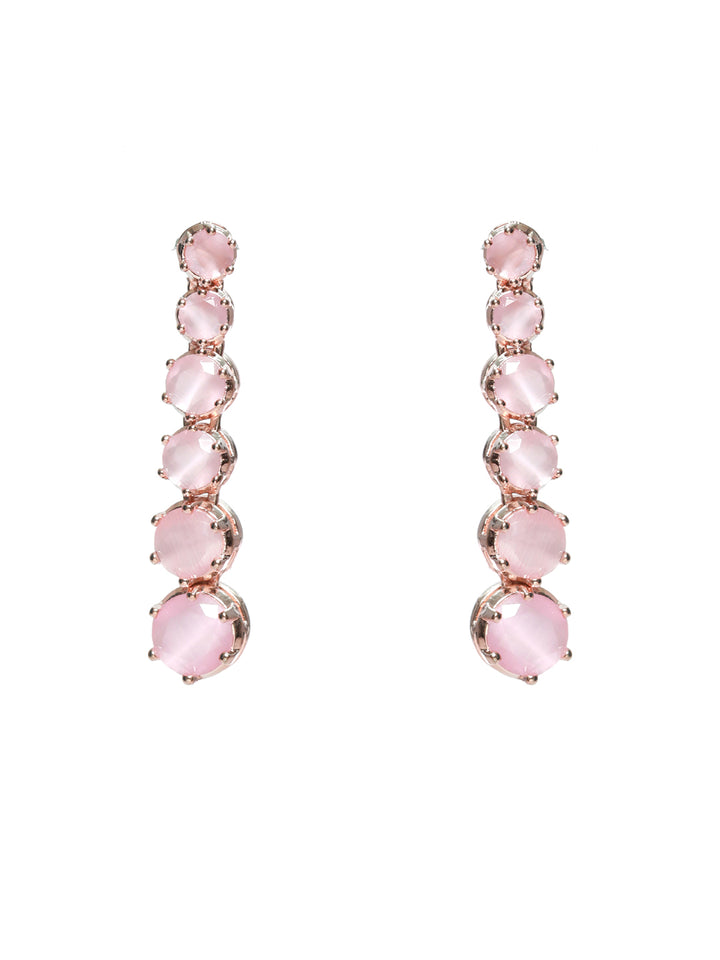 Priyaasi Pink Solitaire Silver Plated Jewellery Set
