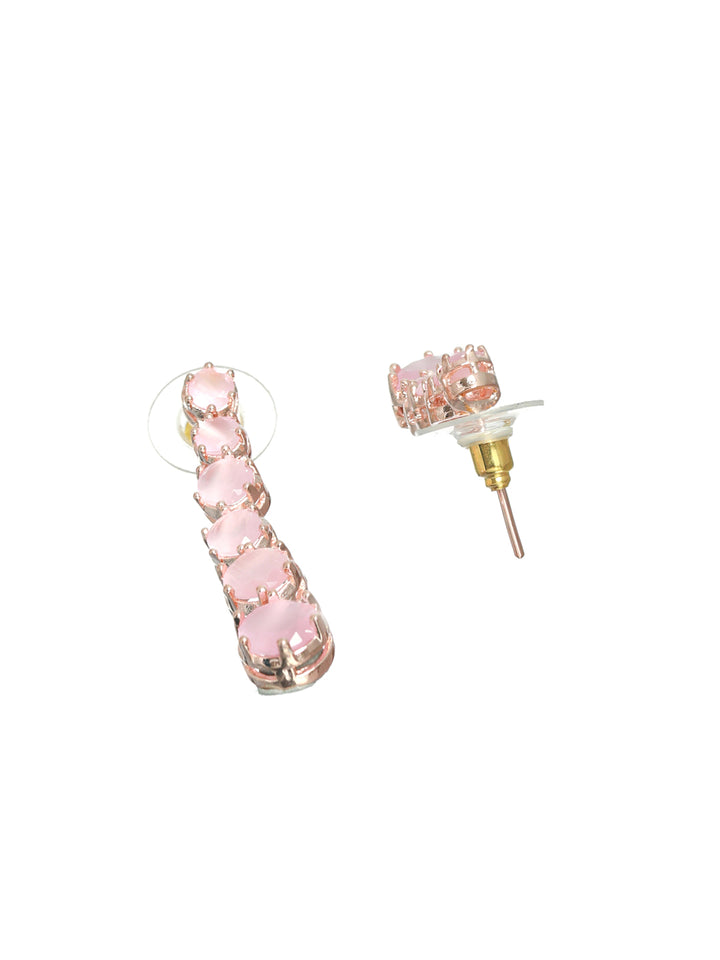 Priyaasi Pink Solitaire Silver Plated Jewellery Set