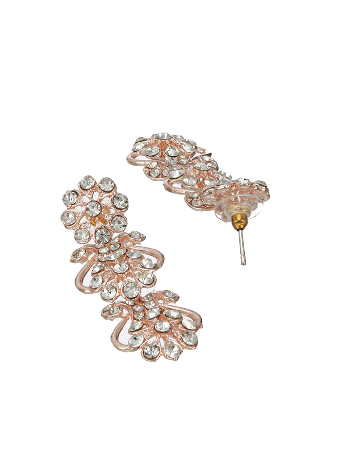 Floral AD Studded Rose Gold-Plated Jewellery Set