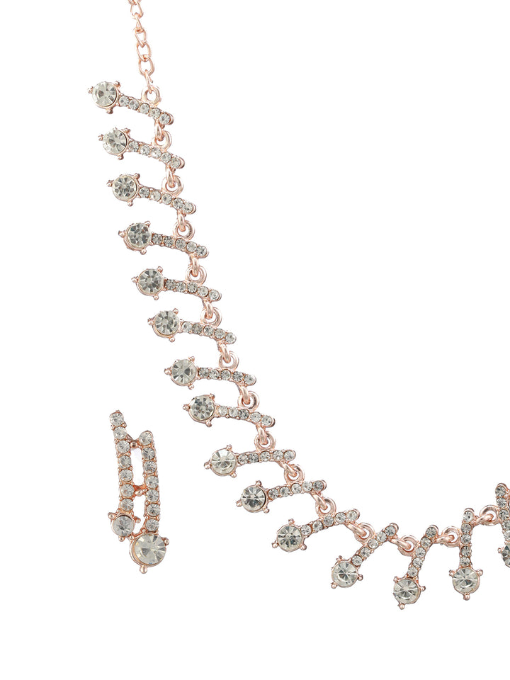 Studded Drop AD Rose Gold-Plated Jewellery Set
