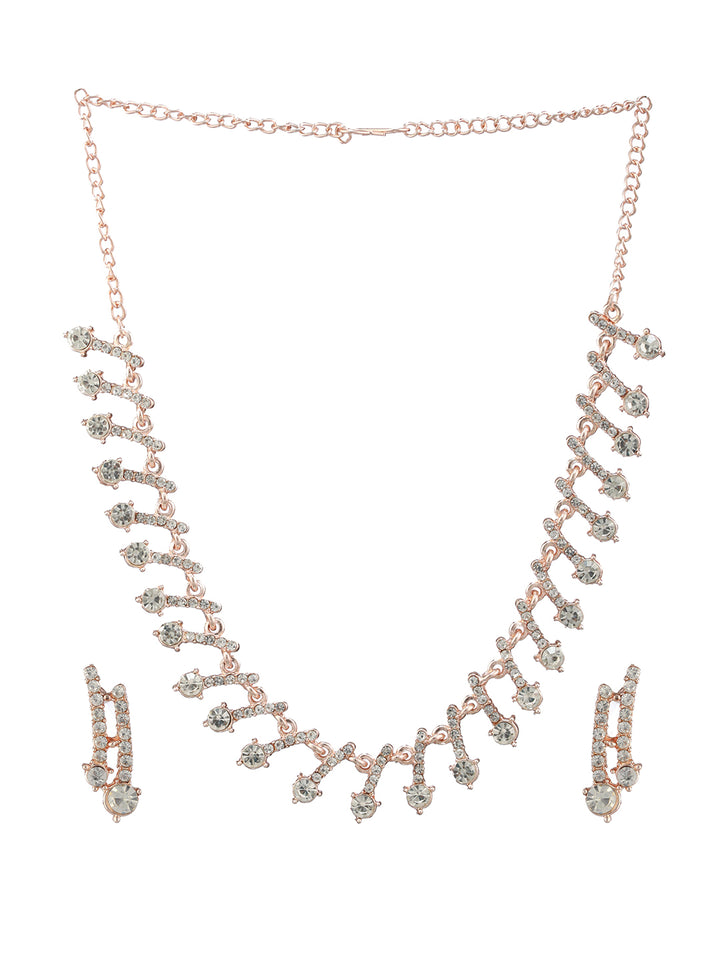 Studded Drop AD Rose Gold-Plated Jewellery Set