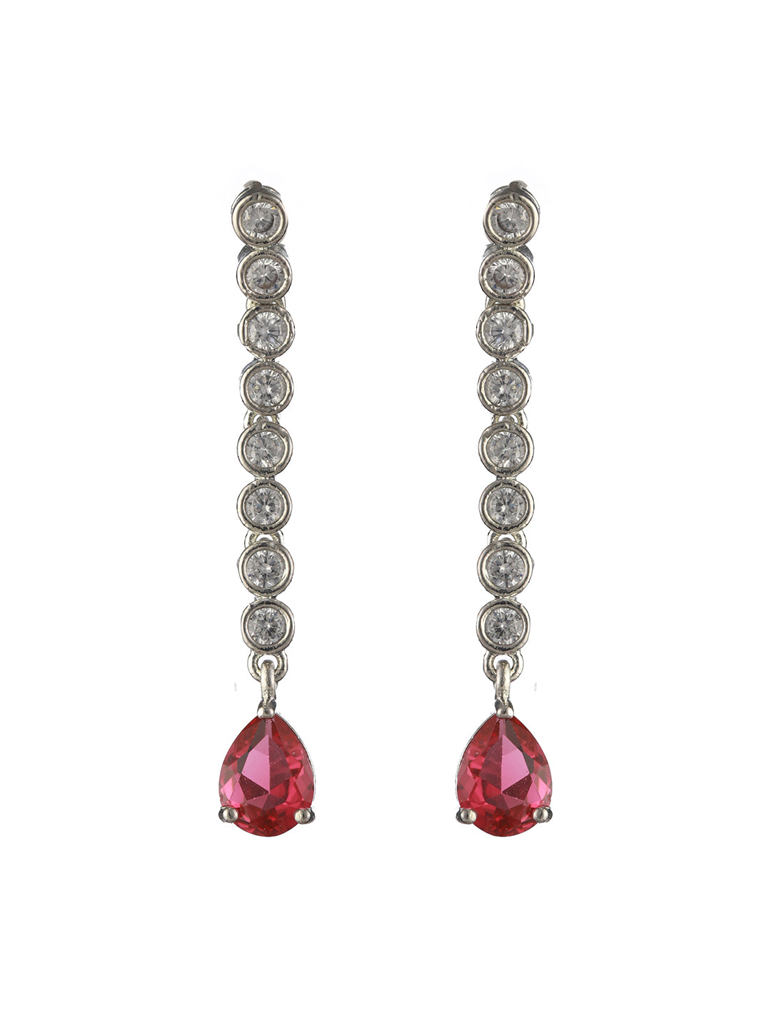 Ruby American Diamond Silver-Plated Jewellery Set