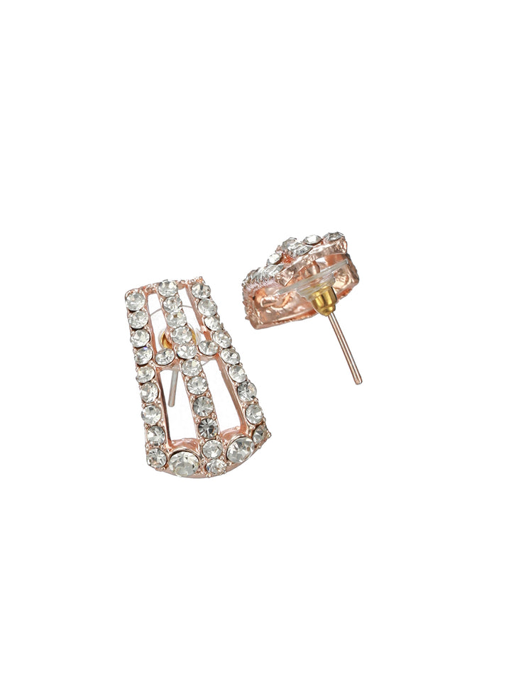 Elegant American Diamond Studded Rose Gold-Plated Jewellery Set