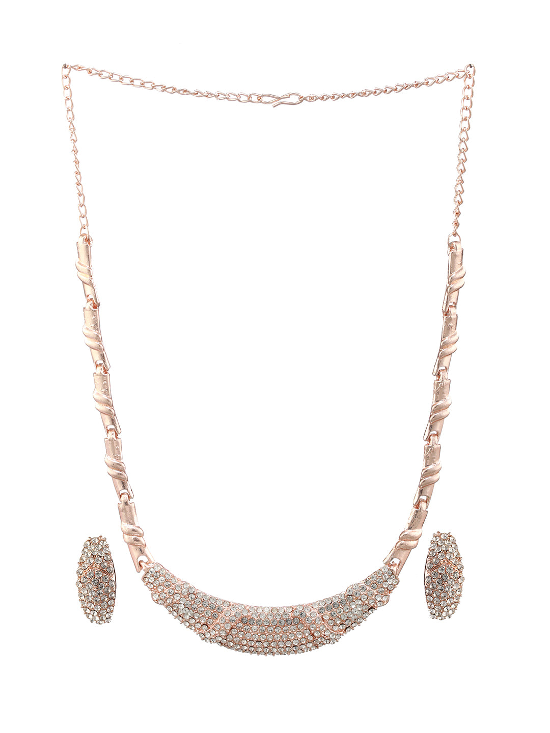 Elegant Design American Diamond Rose Gold-Plated Jewellery Set
