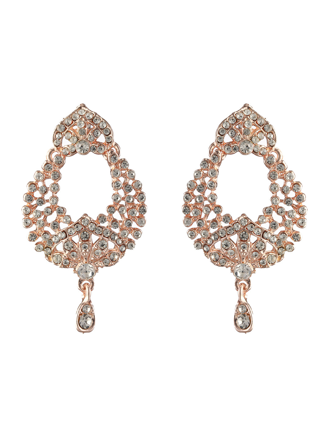 Floral American Diamond Studded Rose Gold-Plated Jewellery Set