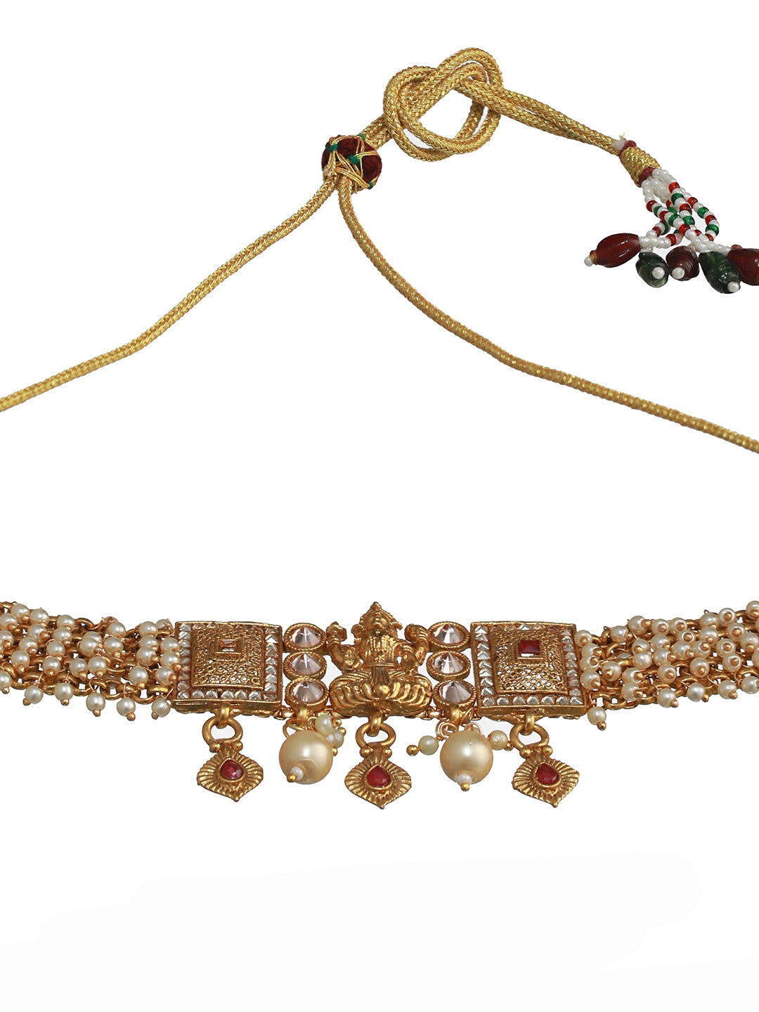 Studded Multilayer Goddess Gold-Plated Choker Jewellery Set