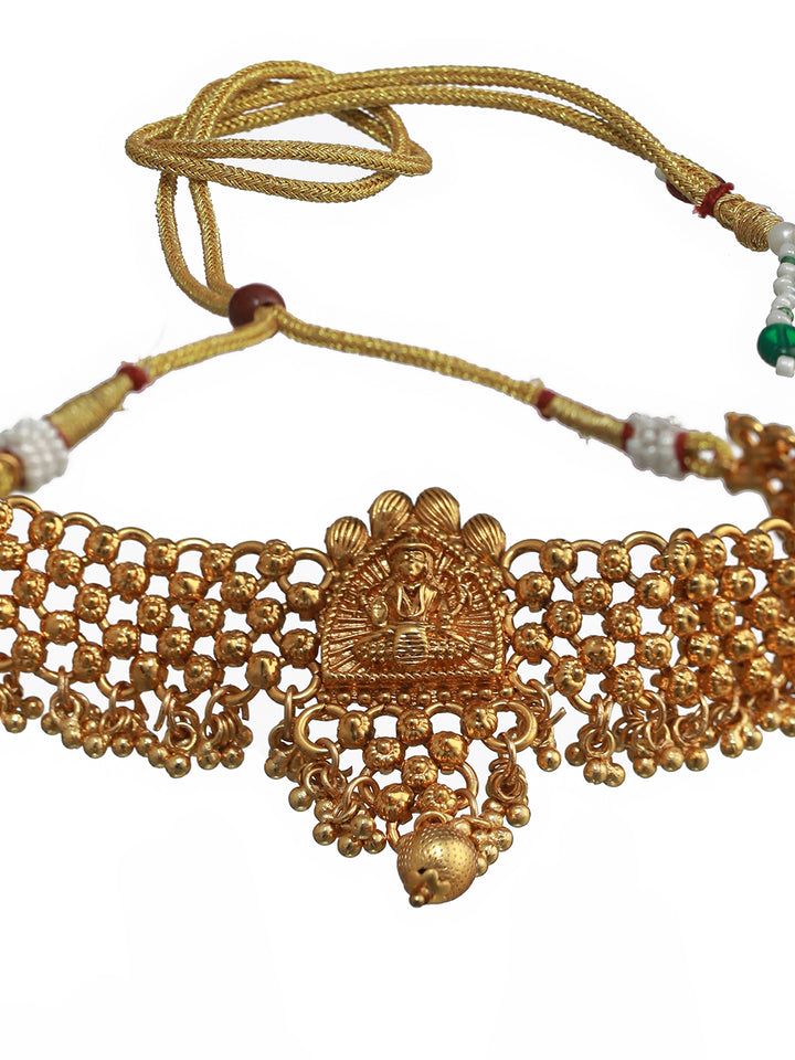 Goddess Laxmi Gold-Plated Choker Jewellery Set