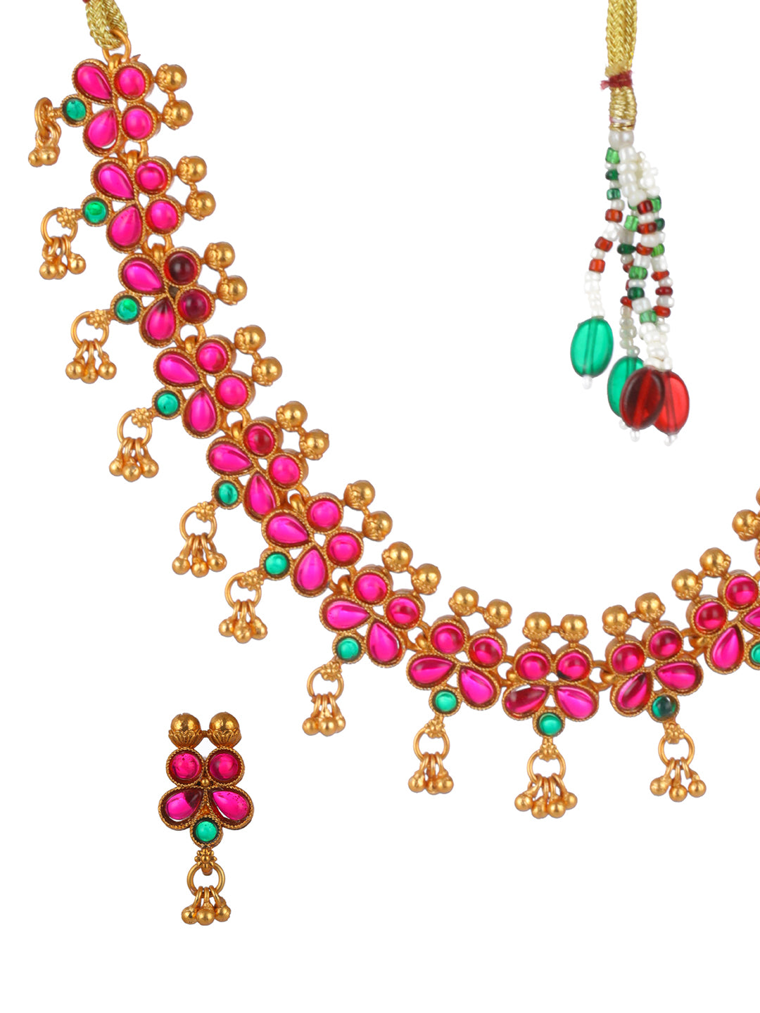 Priyaasi Traditional Studded Multicolor Gold-Plated Jewellery Set