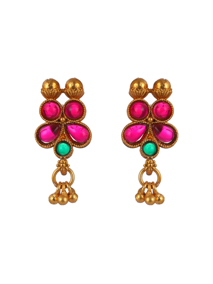 Priyaasi Traditional Studded Multicolor Gold-Plated Jewellery Set