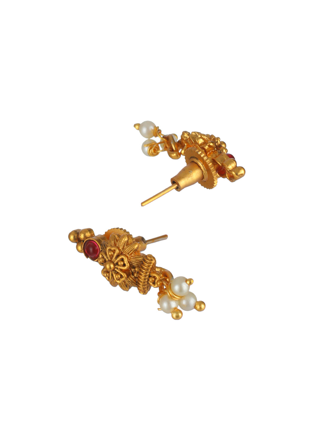 Priyaasi Traditional Floral Kemp Stone Gold-Plated Jewellery Set