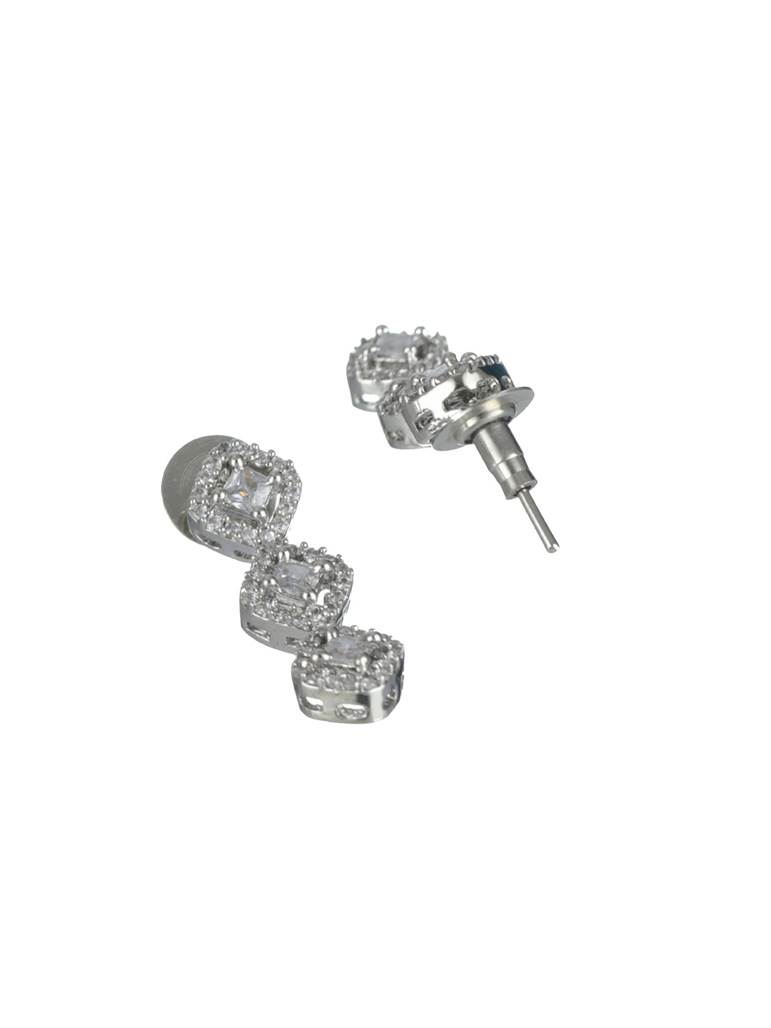 Priyaasi Square American Diamond Silver-Plated Jewellery Set