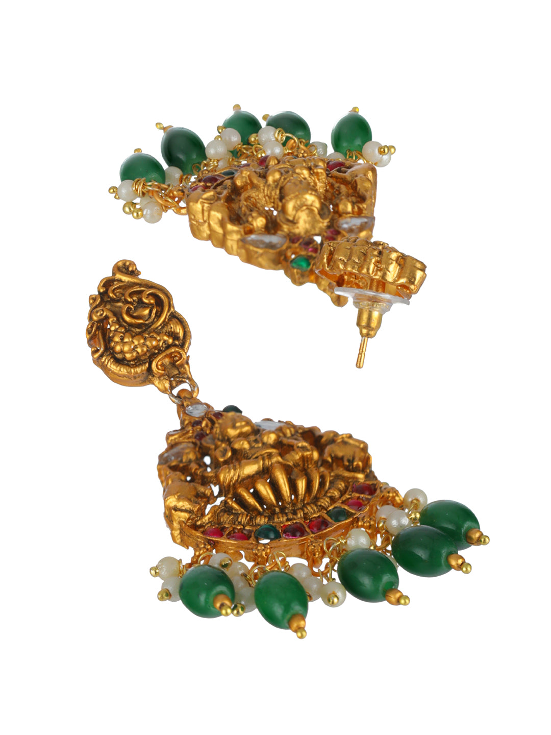 Priyaasi Studded Multicolor Goddess Laxmi Gold-Plated Jewellery Set