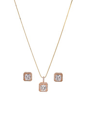 Priyaasi Solitaire AD Rose Gold-Plated Necklace Set
