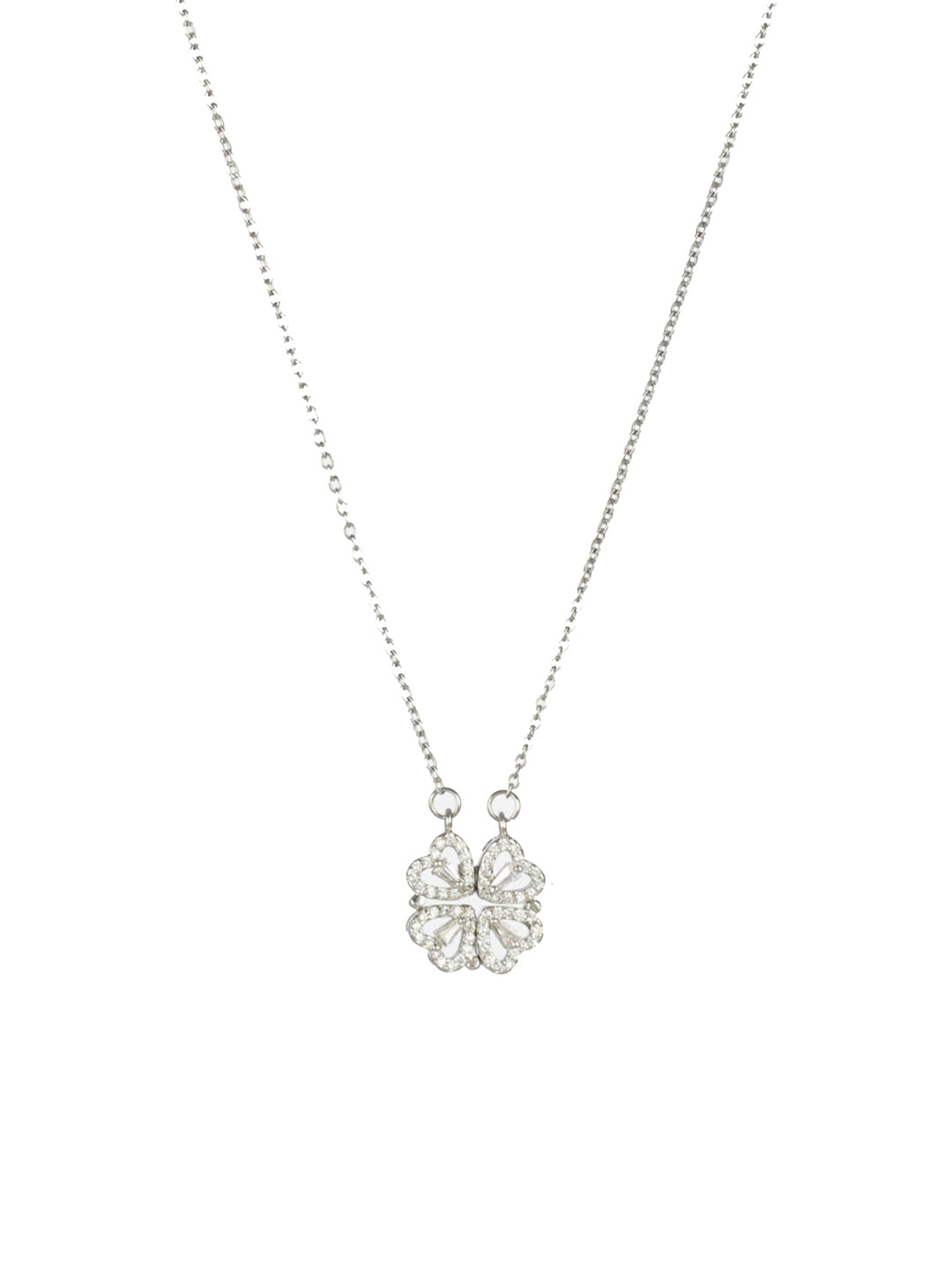 Priyaasi Hearts American Diamond Silver-Plated Necklace