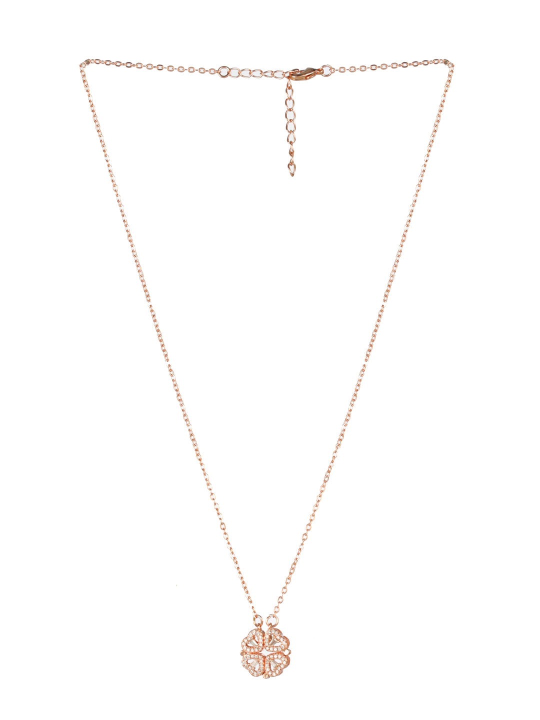 Priyaasi Hearts American Diamond Rose Gold-Plated Necklace