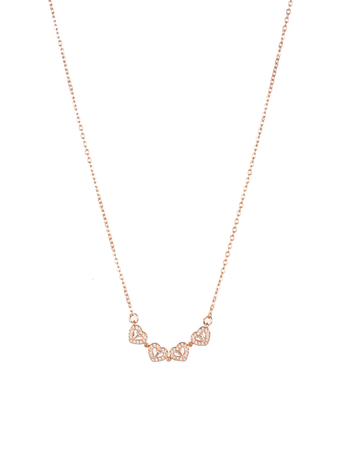 Priyaasi Hearts American Diamond Rose Gold-Plated Necklace