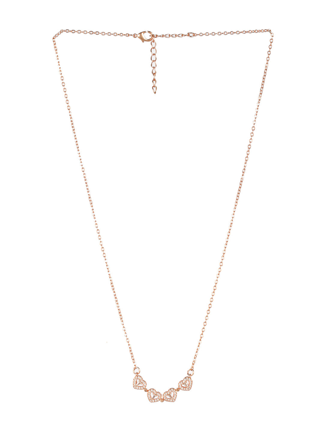 Priyaasi Hearts American Diamond Rose Gold-Plated Necklace