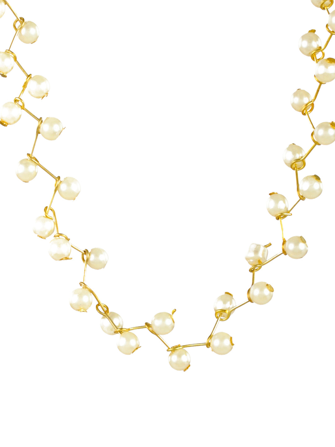 Priyaasi White Snaky Pearl Gold-Plated Choker Necklace