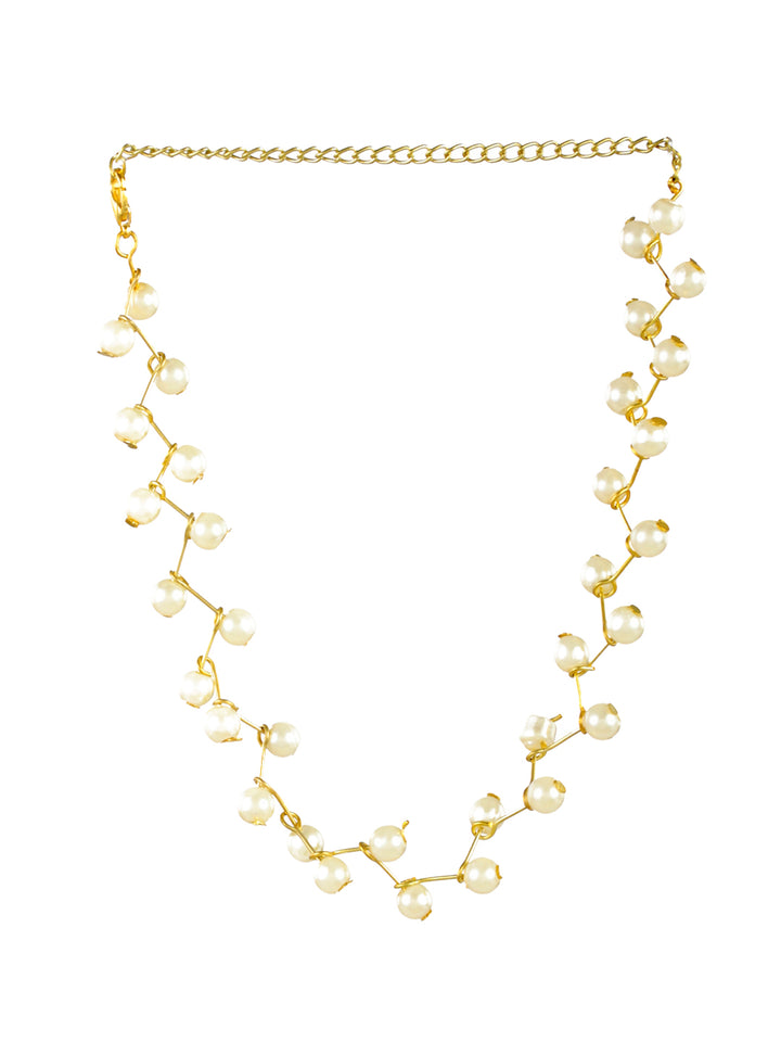 Priyaasi White Snaky Pearl Gold-Plated Choker Necklace