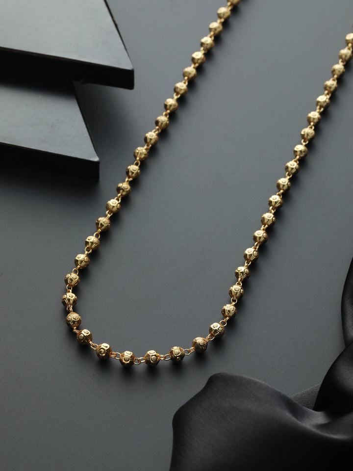 Priyaasi Minimal Embossed Beads Gold-Plated Link Necklace
