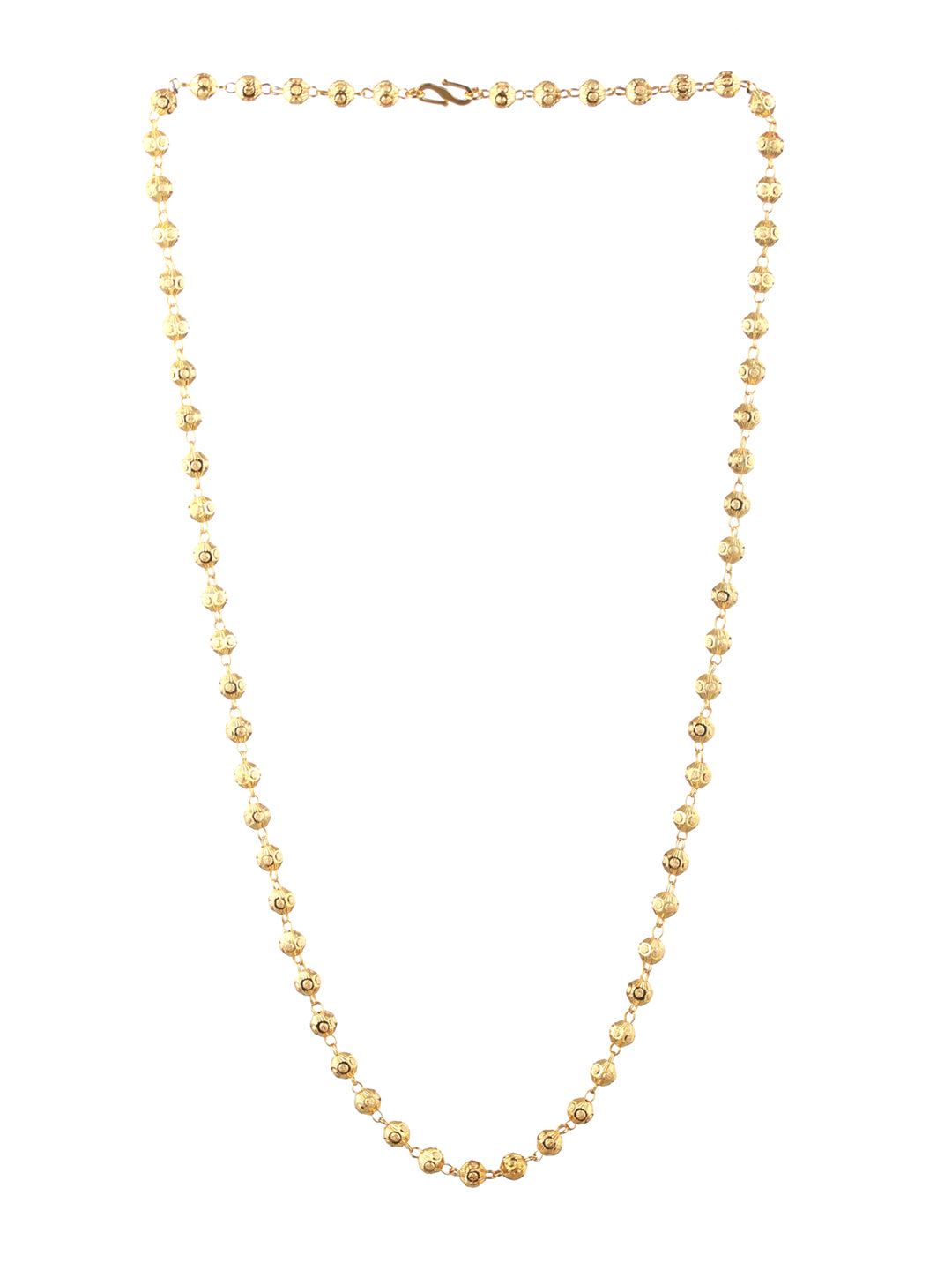 Priyaasi Minimal Embossed Beads Gold-Plated Link Necklace