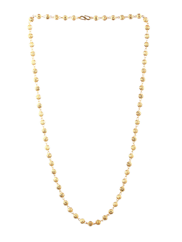Priyaasi Minimal Embossed Beads Gold-Plated Link Necklace