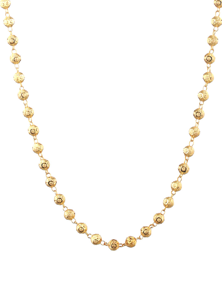 Priyaasi Minimal Embossed Beads Gold-Plated Link Necklace