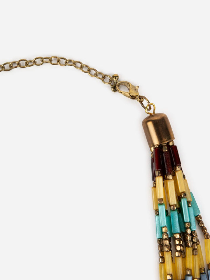 Multicolor Layered Beaded Gold-Plated Necklace