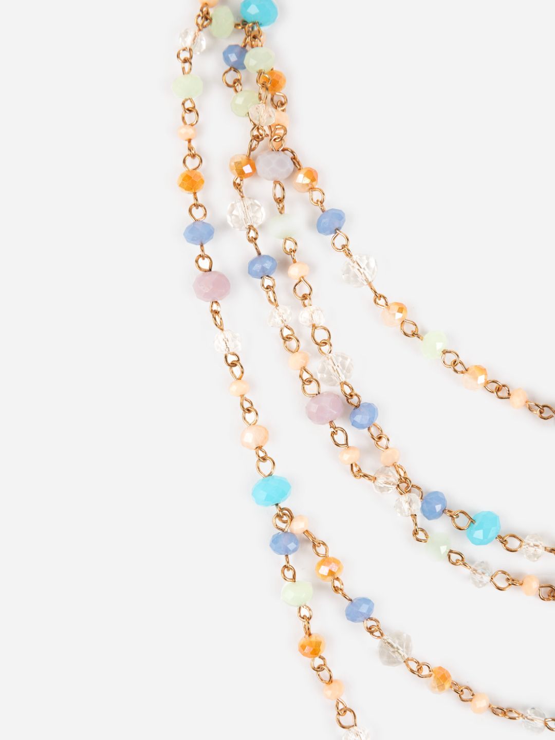 Multicolor Beaded Link Layered Gold-Plated Necklace