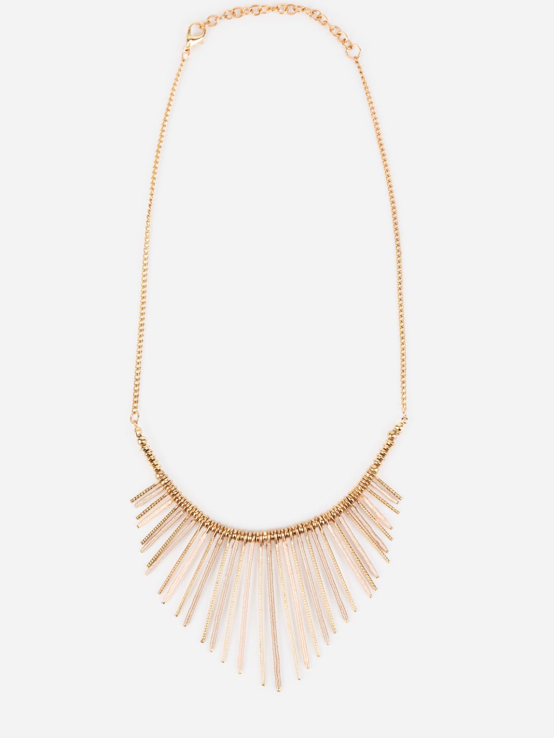 Golden Beaded Spike Rings Gold-Plated Necklace