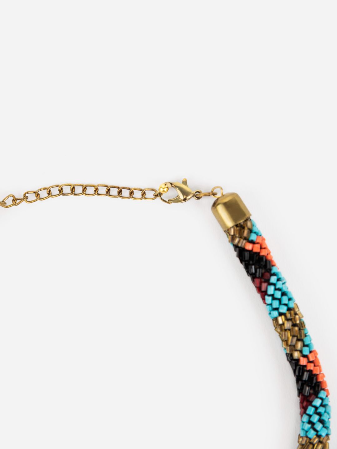 Multicolor Beaded Twist Gold-Plated Necklace