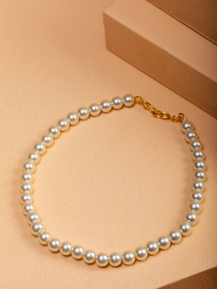 Classic White Pearl Link Gold-Plated Necklace