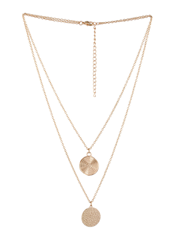 Round Textured Dual-Layered Gold-Plated Necklace