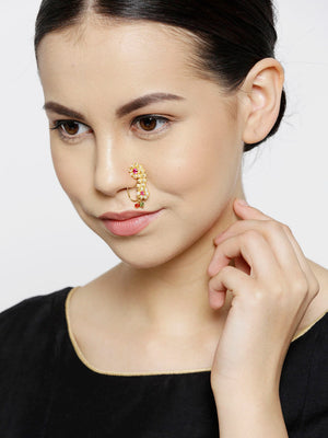 S Shape Designer American Diamond NoseRing/Nath For Women And Girls