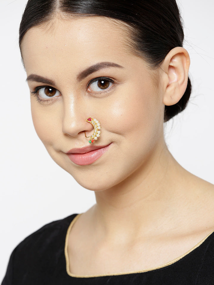 Classic American Diamond Gold plated NoseRing/Nath For Women And Girls